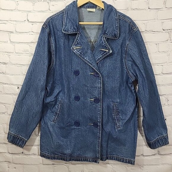 Crossroads Jackets & Blazers - Crossroads Denim Jacket Womens L Large Vintage Button Up 100% Cotton Blue